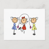 Stick Figuur GIrls Jumping Rope Briefkaart (Voorkant)