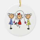 Stick Figuur GIrls Jumping Rope Keramisch Ornament (Voorkant)