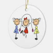Stick Figuur GIrls Jumping Rope Keramisch Ornament (Links)