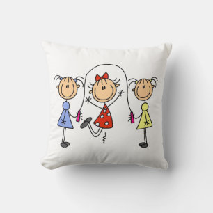 Stick Figuur GIrls Jumping Rope Kussen