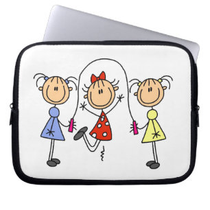 Stick Figuur GIrls Jumping Rope Laptop Sleeve