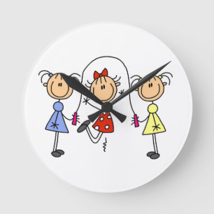 Stick Figuur GIrls Jumping Rope Ronde Klok