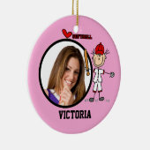 Stick Figuur Girls Softball Foto Ornament (Rechts)