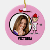 Stick Figuur Girls Softball Foto Ornament (Voorkant)