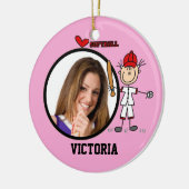 Stick Figuur Girls Softball Foto Ornament (Links)