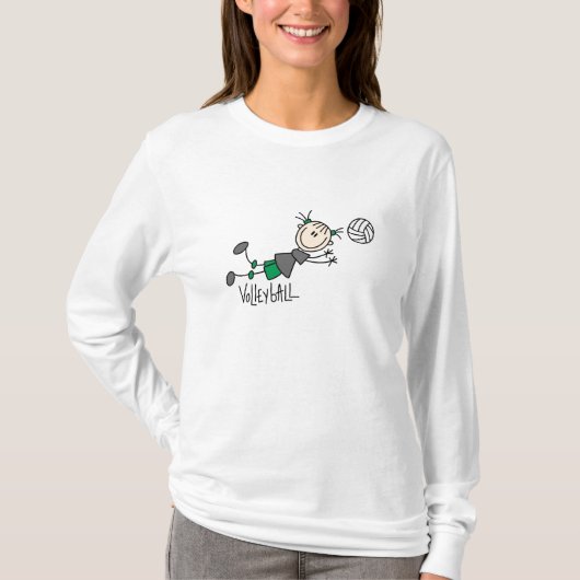 Stick Figuur Girls Volleyball T-shirts en cadeautj (Voorkant)