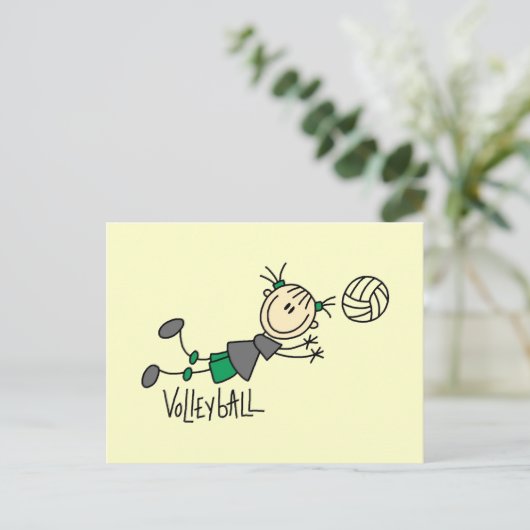 Stick Figuur Girls Volleyball T-shirts en cadeautj Briefkaart (Staand voorkant)