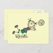 Stick Figuur Girls Volleyball T-shirts en cadeautj Briefkaart (Voorkant / Achterkant)