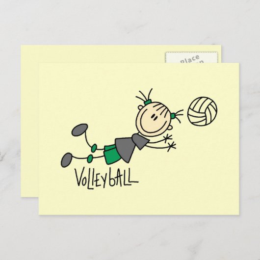 Stick Figuur Girls Volleyball T-shirts en cadeautj Briefkaart (Voorkant / Achterkant)