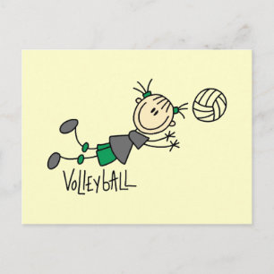 Stick Figuur Girls Volleyball T-shirts en cadeautj Briefkaart