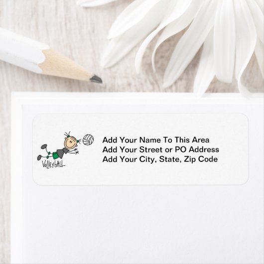 Stick Figuur Girls Volleyball T-shirts en cadeautj Etiket (Insitu)