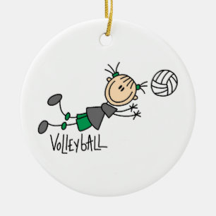 Stick Figuur Girls Volleyball T-shirts en cadeautj Keramisch Ornament