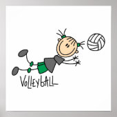 Stick Figuur Girls Volleyball T-shirts en cadeautj Poster (Voorkant)