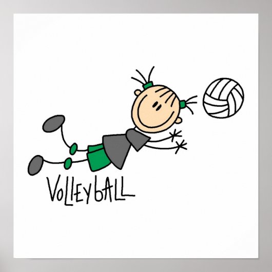 Stick Figuur Girls Volleyball T-shirts en cadeautj Poster (Voorkant)
