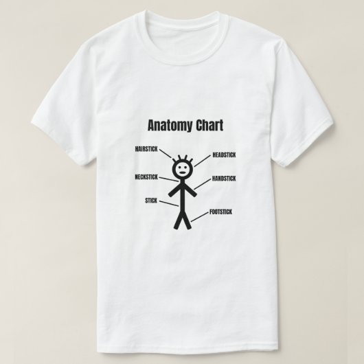 Stick figuur Grappig Stickman Anatomie Grafiek T-shirt (Design voorkant)