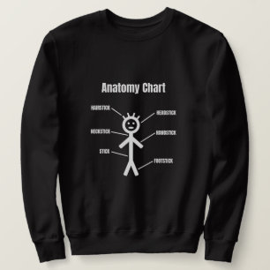 Stick figuur Grappig Stickman Anatomie Grafiek Trui