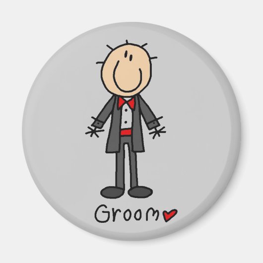 Stick Figuur Groom T-shirts en cadeautjes Magneet (Voorkant)
