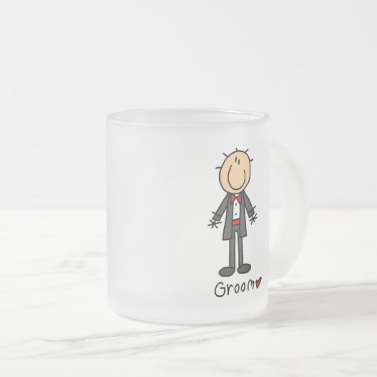 Stick Figuur Groom T-shirts en cadeautjes Matglas Koffiemok (Voorkant rechts)