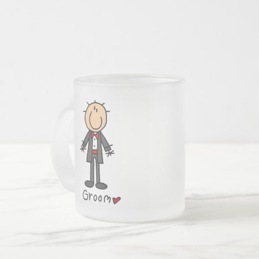 Stick Figuur Groom T-shirts en cadeautjes Matglas Koffiemok (Voorkant links)