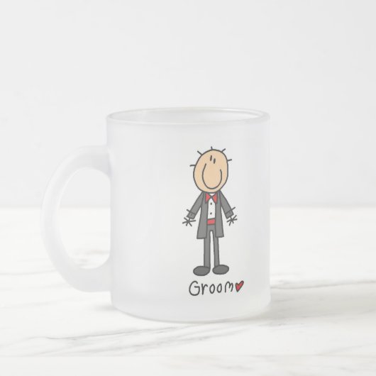 Stick Figuur Groom T-shirts en cadeautjes Matglas Koffiemok (Links)