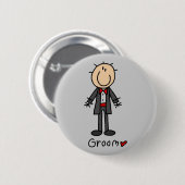 Stick Figuur Groom T-shirts en cadeautjes Ronde Button 5,7 Cm (Voorkant /achterkant)