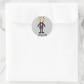 Stick Figuur Groom T-shirts en cadeautjes Ronde Sticker (Tas)