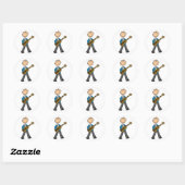 Stick Figuur Guitar Player Tshirts en cadeaus Ronde Sticker (Vel)