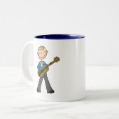 Stick Figuur Guitar Player Tshirts en cadeaus Tweekleurige Koffiemok (Voorkant links)