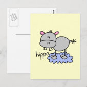 Stick Figuur Hippo T-shirts en cadeautjes Briefkaart (Voorkant / Achterkant)