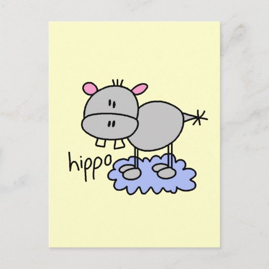 Stick Figuur Hippo T-shirts en cadeautjes Briefkaart (Voorkant)