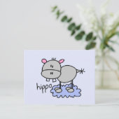 Stick Figuur Hippo T-shirts en cadeautjes Briefkaart (Staand voorkant)
