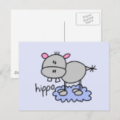 Stick Figuur Hippo T-shirts en cadeautjes Briefkaart (Voorkant / Achterkant)