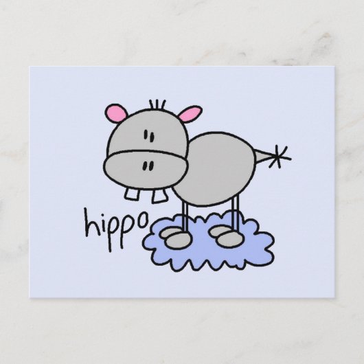 Stick Figuur Hippo T-shirts en cadeautjes Briefkaart (Voorkant)