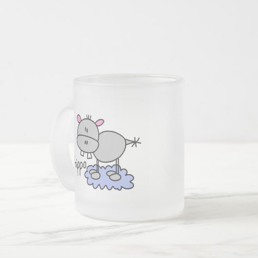 Stick Figuur Hippo T-shirts en cadeautjes Matglas Koffiemok (Voorkant links)