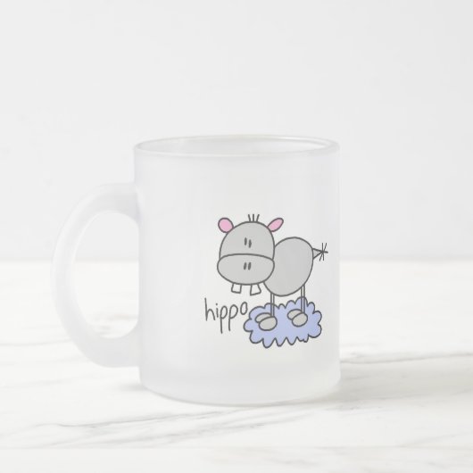 Stick Figuur Hippo T-shirts en cadeautjes Matglas Koffiemok (Links)
