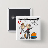 Stick Figuur Honeymooner T-shirts en cadeautjes Vierkante Button 5,1 Cm (Voorkant /achterkant)