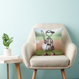 Stick figuur honkbalspeler met rode Sneakers Kussen