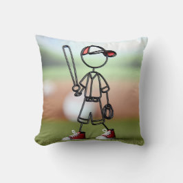 Stick figuur honkbalspeler met rode Sneakers Kussen