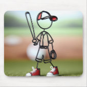 Stick figuur honkbalspeler met rode Sneakers Muismat (Voorkant)