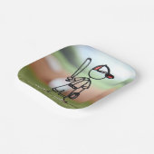 Stick figuur honkbalspeler met rode Sneakers Papieren Bordje (Gebogen)