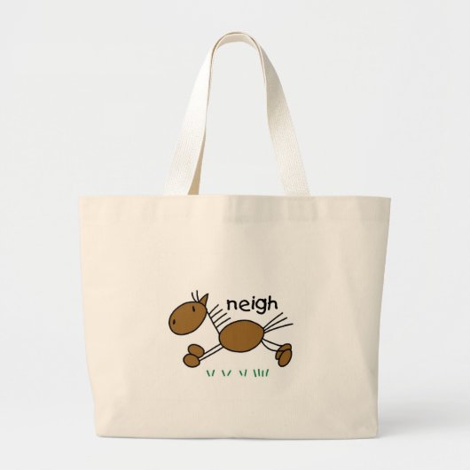 Stick Figuur Horse Grote Tote Bag (Voorkant)