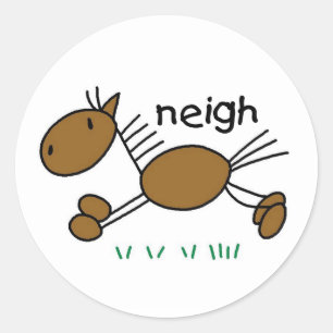 Stick Figuur Horse Ronde Sticker