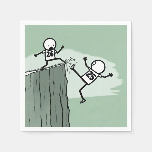 Stick figuur Humor voor 2026 Nieuwjaar Servet (Voorkant)