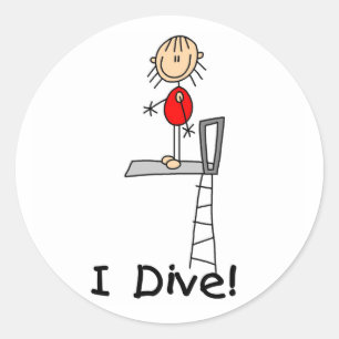 Stick Figuur I Dive Tshirts and Gifts Ronde Sticker