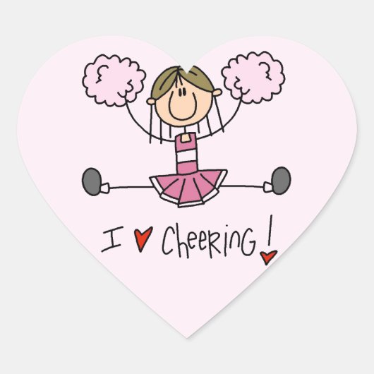 Stick Figuur I Love Cheering T-shirts and Gifts Hart Sticker (Voorkant)