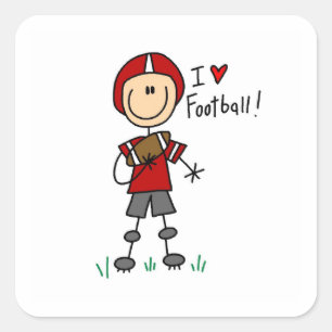 Stick Figuur I Love Football T-shirts and Gifts Vierkante Sticker