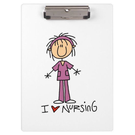 Stick Figuur I Love Nursing Cliboard Klembord (Voorkant)