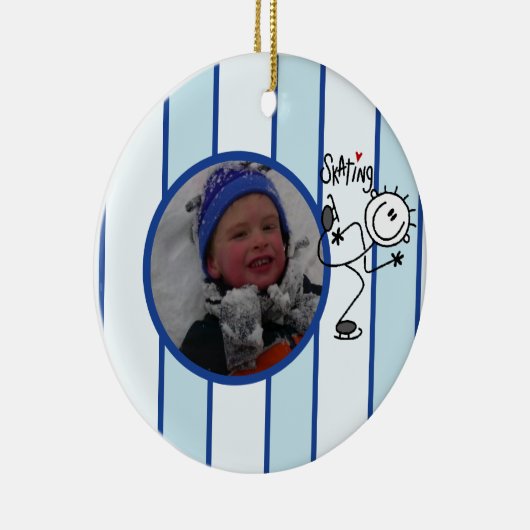 Stick Figuur Ice Skating Photo Ornament (Rechts)