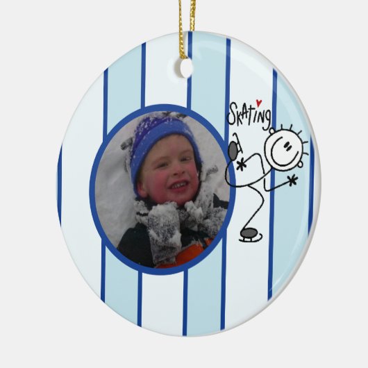 Stick Figuur Ice Skating Photo Ornament (Links)