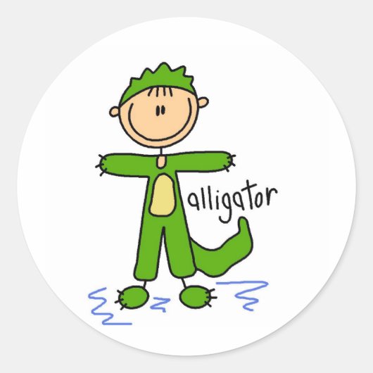 Stick figuur in alligator pak Sticker (Voorkant)